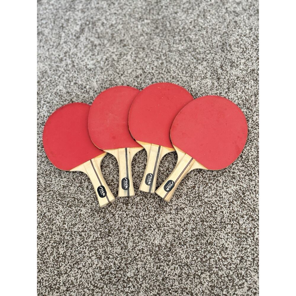 SET OF 4 STIGA PING PONG PADDLES BLACK RED SOFT TOUCH PRO TABLE TENNIS VINTAGE